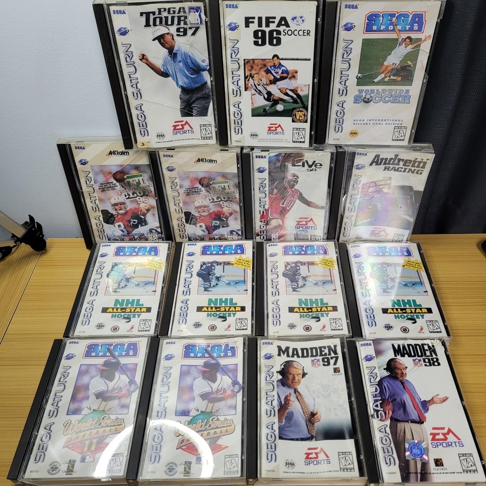 Sega Saturn Game Bundle Lot of 15‎ PGA Tour Fifa Madden 97 98 NHL Hockey World